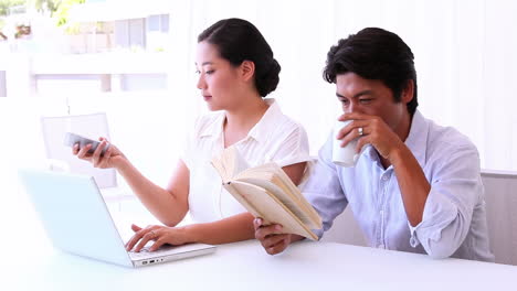 asian couple spending the morning together