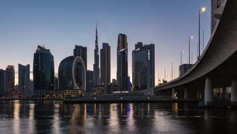 day to night transition timelapse of downtown dubai and business bay