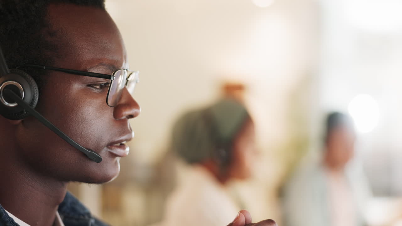Telemarketing black man face