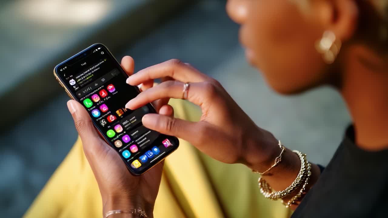 Exploring Digital Connections: A Close-Up of Hands Interacting with a Smartphone, Showcasing Notifications, Apps, and Engaging Content on a Modern Mobile Device
