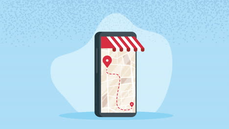 dispositivo de teléfono inteligente con animación de la aplicación gps
