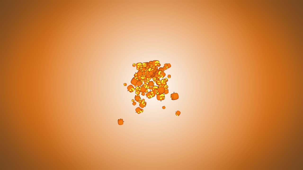 Flying decorative halloween and thanksgiving pumpkins on white high quality footage for party night