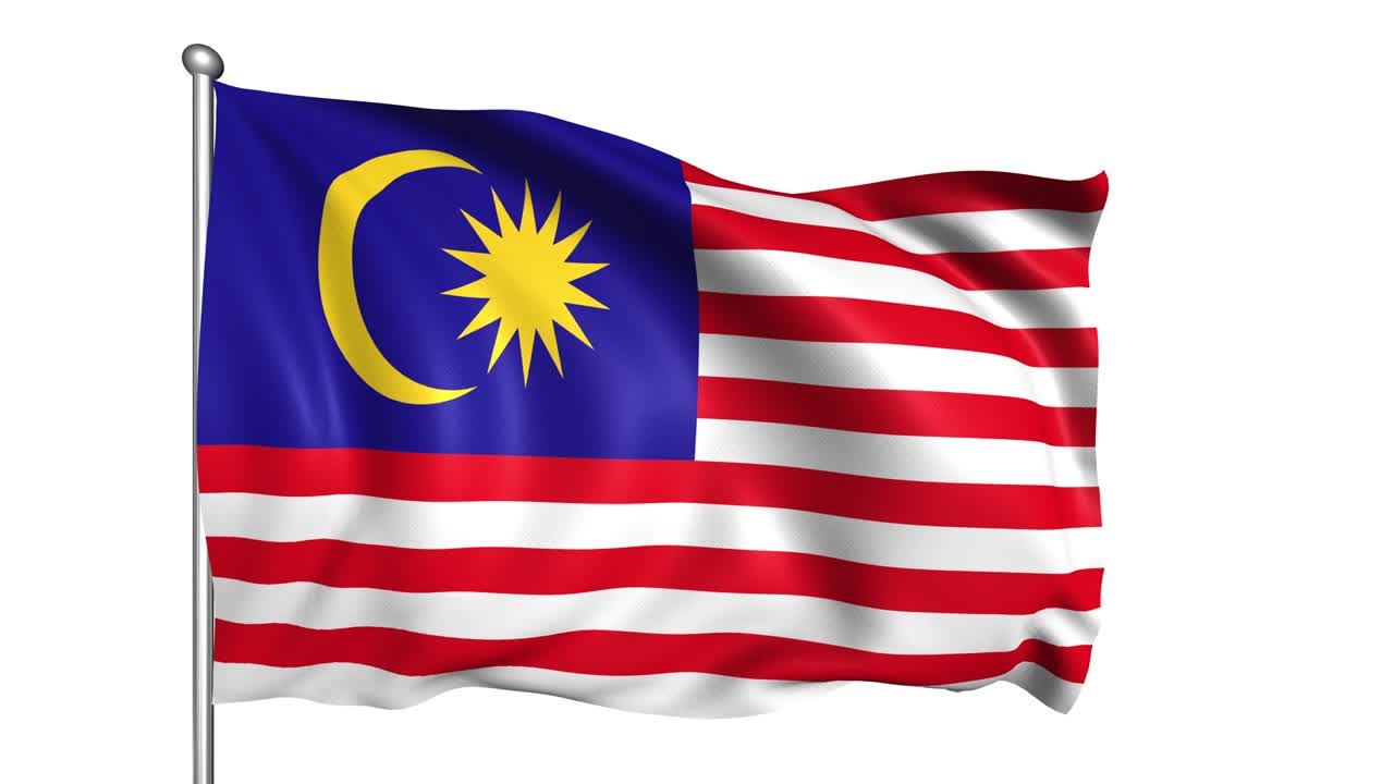 Bandiera della Malesia con struttura in tessuto nel vento (canale alfa, ripetibile)