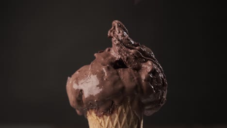 360 degrees rotation of a delicious chocolate ice cream cone. sweet and dessert concept.