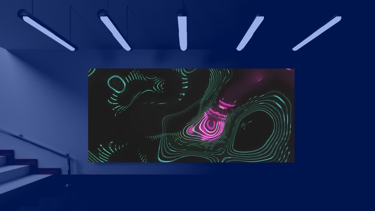 Animation of moving shapes over office