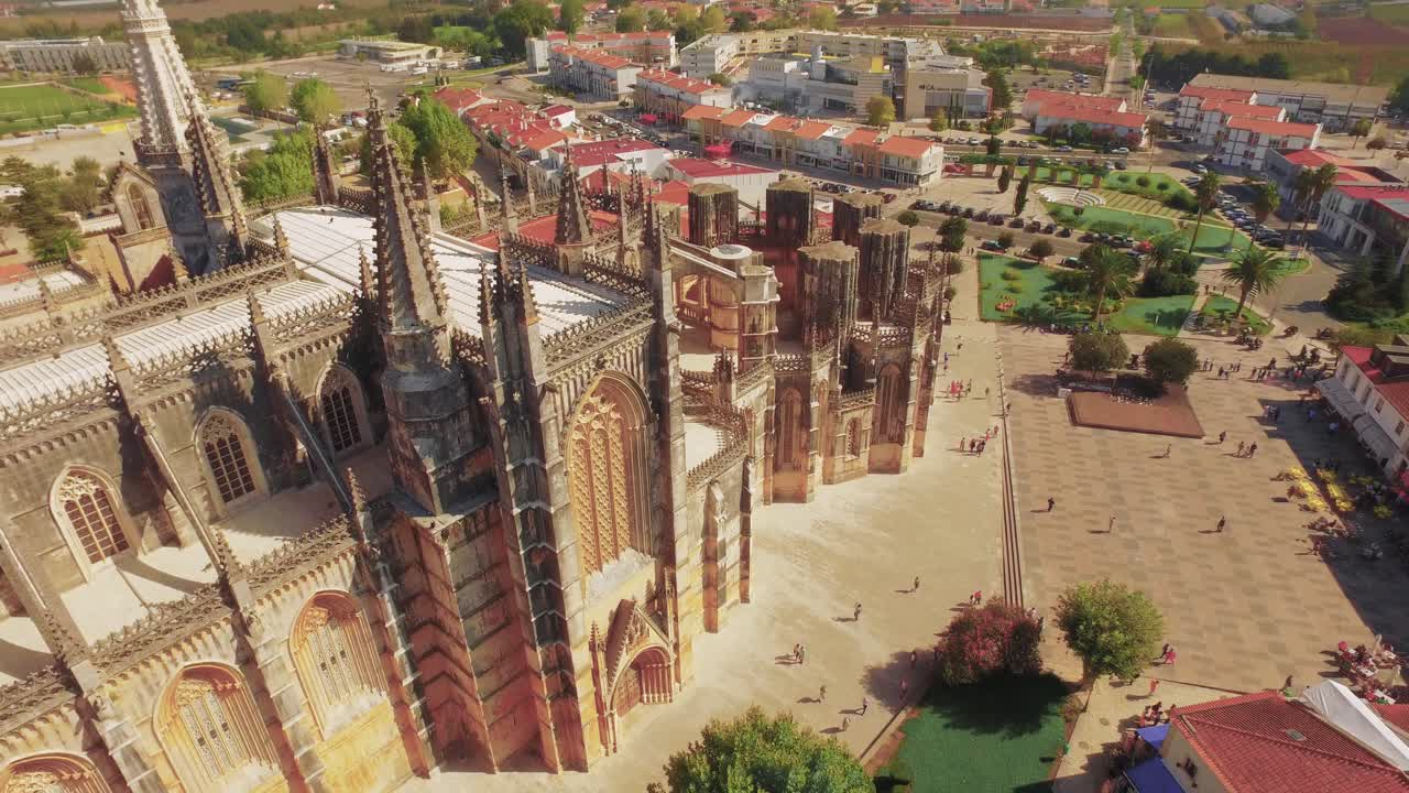 Aerial View of a Historic Monastery in Portugal