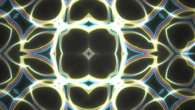 Abstract Glowing Neon Kaleidoscope Pattern Loop