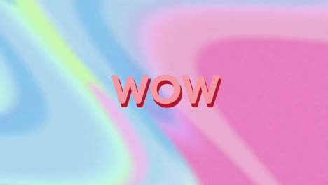 wow text over colorful abstract animation with blue and pink gradients