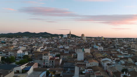 aerial view of a mediterranean town at sunset