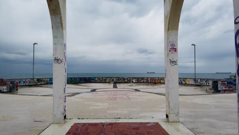 stormy seascape: a walkway to the ocean