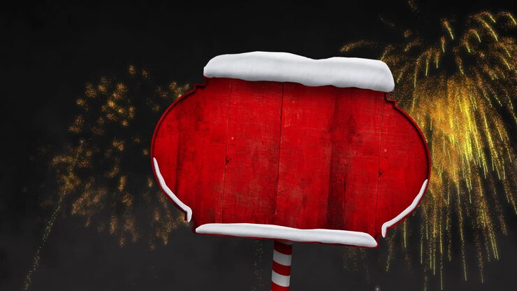 Animation of sign with copy space over fireworks