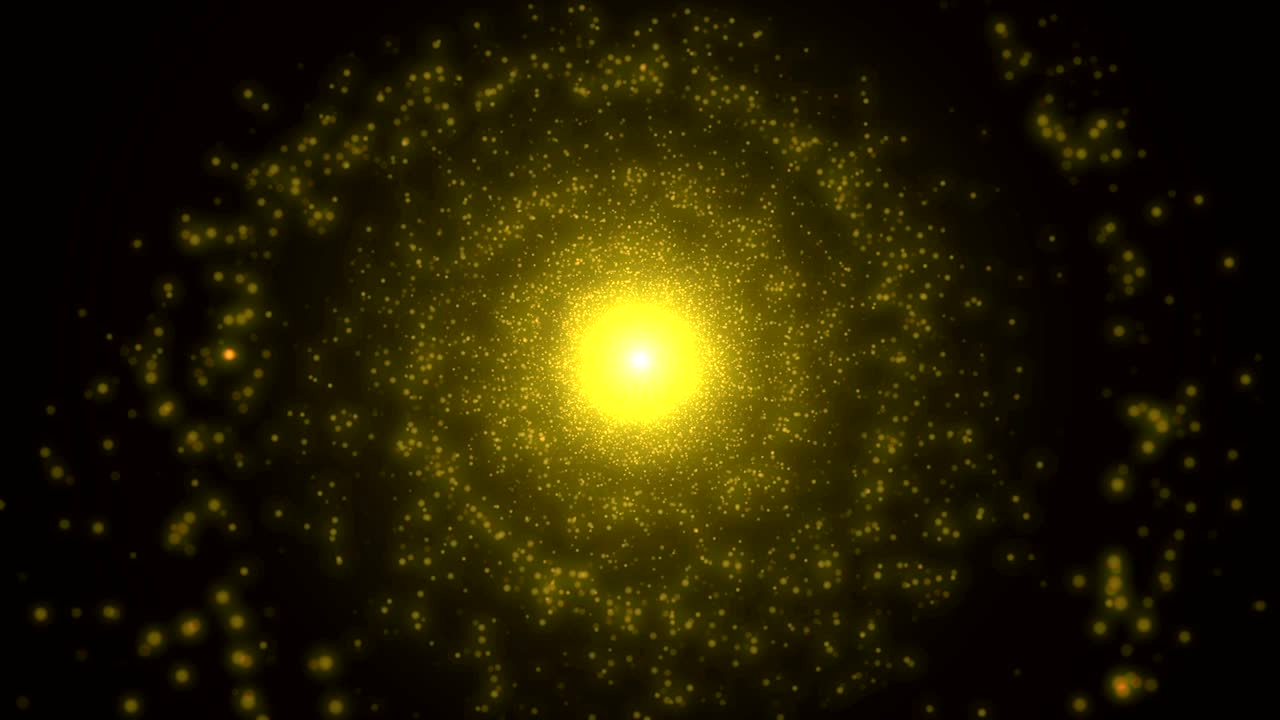 4k 황금 또는 노란색 먼지 입자, 플레어 라이트, 원활한 추상적인 배경, 로고 및 텍스트를위한 복사 공간, 모션 그래픽 및 애니메이션 배경.