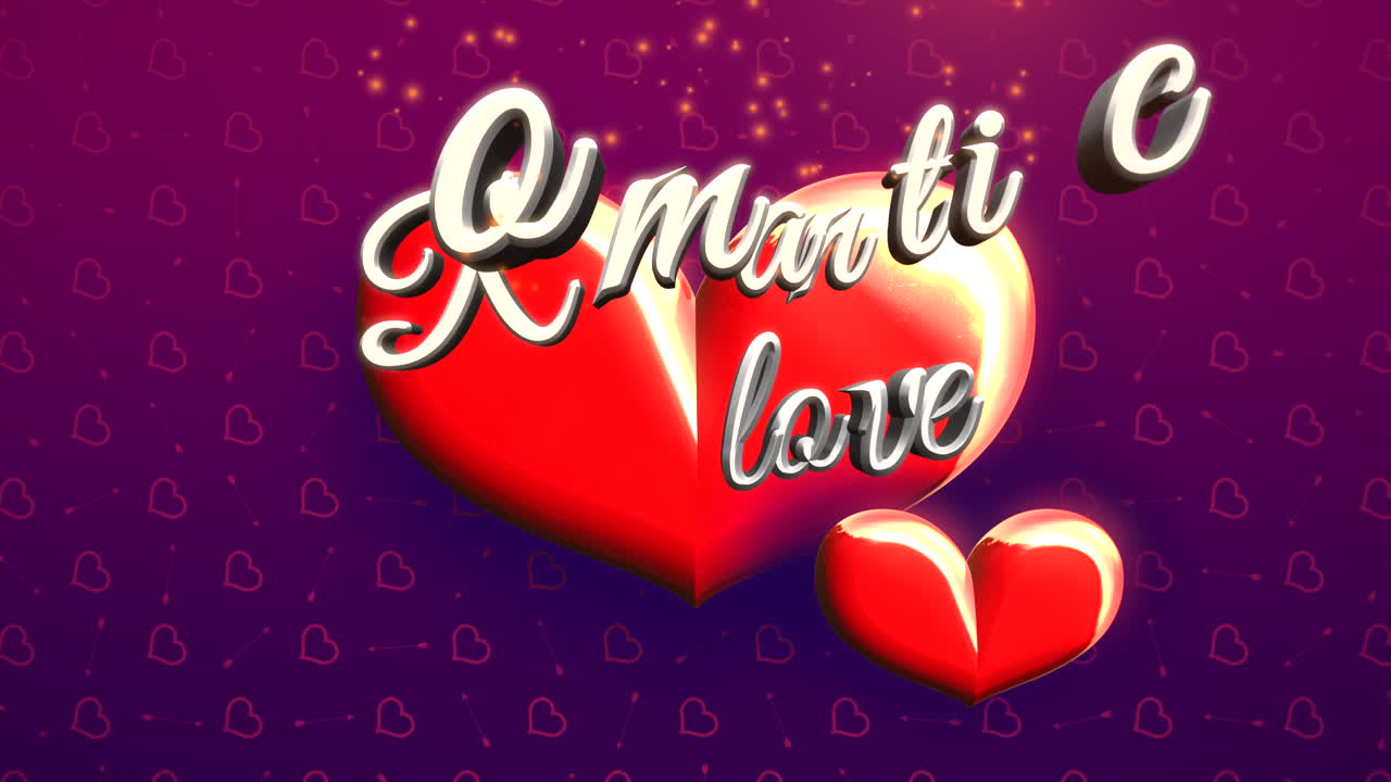 발렌타인 데이 5에 낭만적 인 사랑 텍스트와 모션 낭만적 인 마음