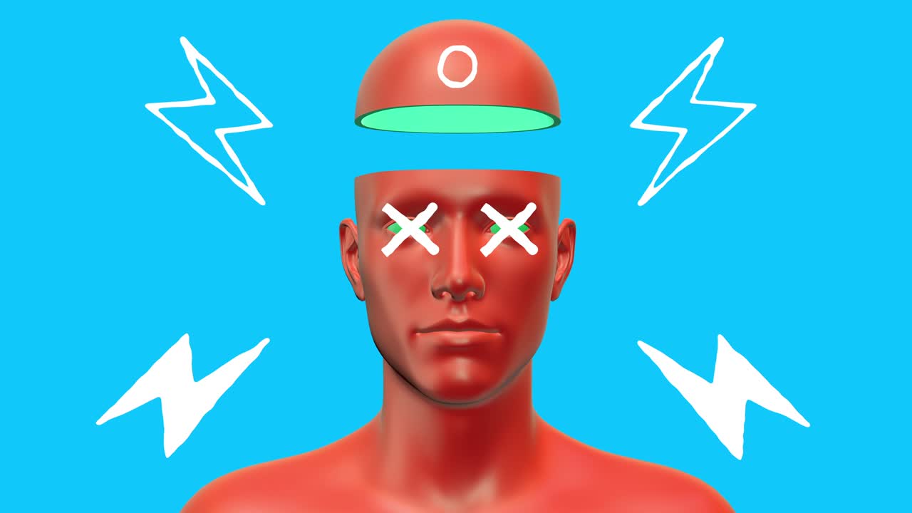 미니멀 그래픽, 다채로운 사이키델릭 디자인, 인간 몸, 추상적인 아트 컨셉, 도들 드로우 모양, 현실적인 3d 캐릭터, 크리에이티브 스 모션 스타일의 남자 또는 여자, 만화 패션 루프 애니메이션