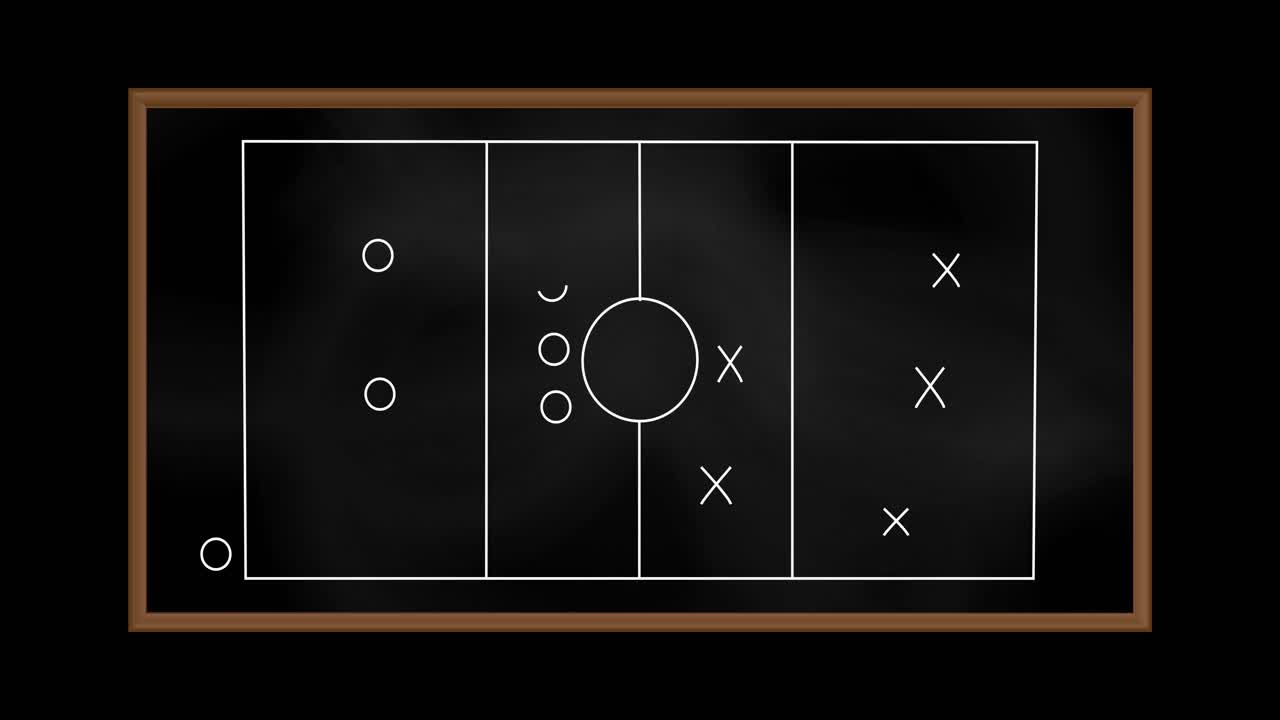 Animation of football game plan on blackboard