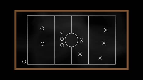 animation of football game plan on blackboard