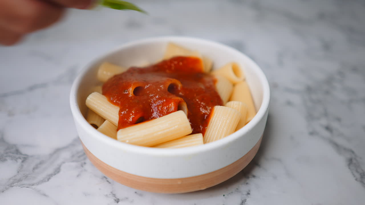 Rigatoni pasta with tomato sauce