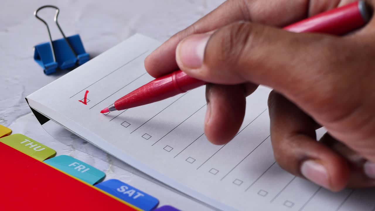 Check mark on a check box on a paper