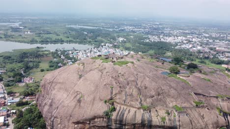 establishing drone shot of historic dindigul rock fort, tamil nadu, india