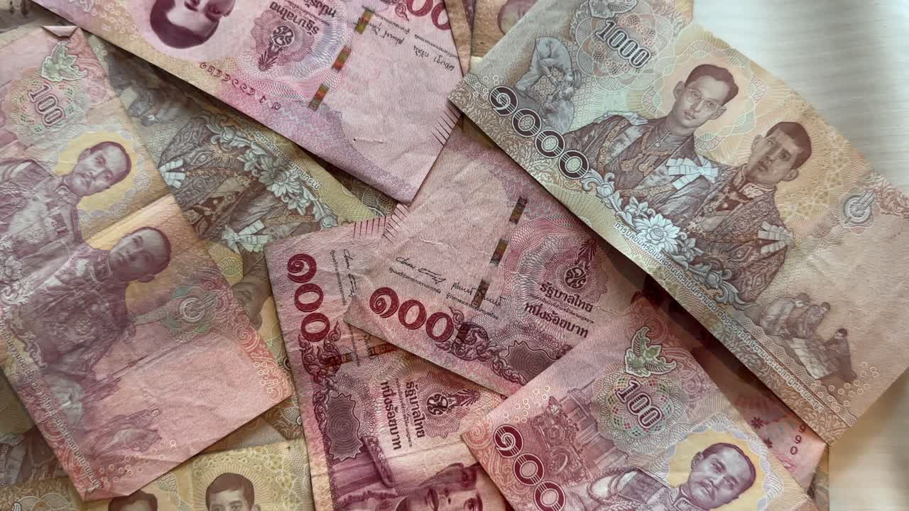 thai baht money cash currency Thailand economy notes and bills ฿ THB