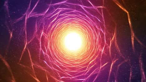 this captivating visual showcases a vibrant energy vortex spiraling inward toward a luminous core. the colors transition smoothly from deep purples and blues to fiery oranges and yellows, creating a mesmerizing effect that draws viewers into the center. the swirling patterns and dynamic motion evoke