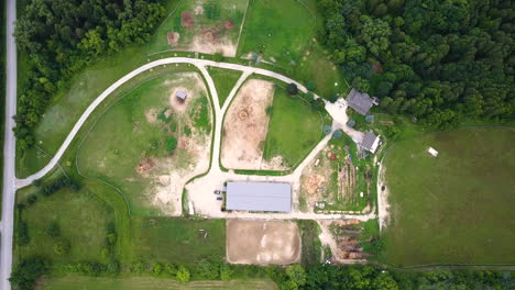 top-down drone shot of a large farming property