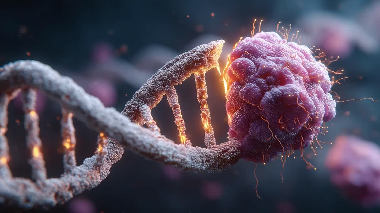 Intricate Fusion of DNA and Cellular Structure, Showcasing the Dynamic Interaction Between Genetic Material and Cell Elements in a Stunning 3D Visualization