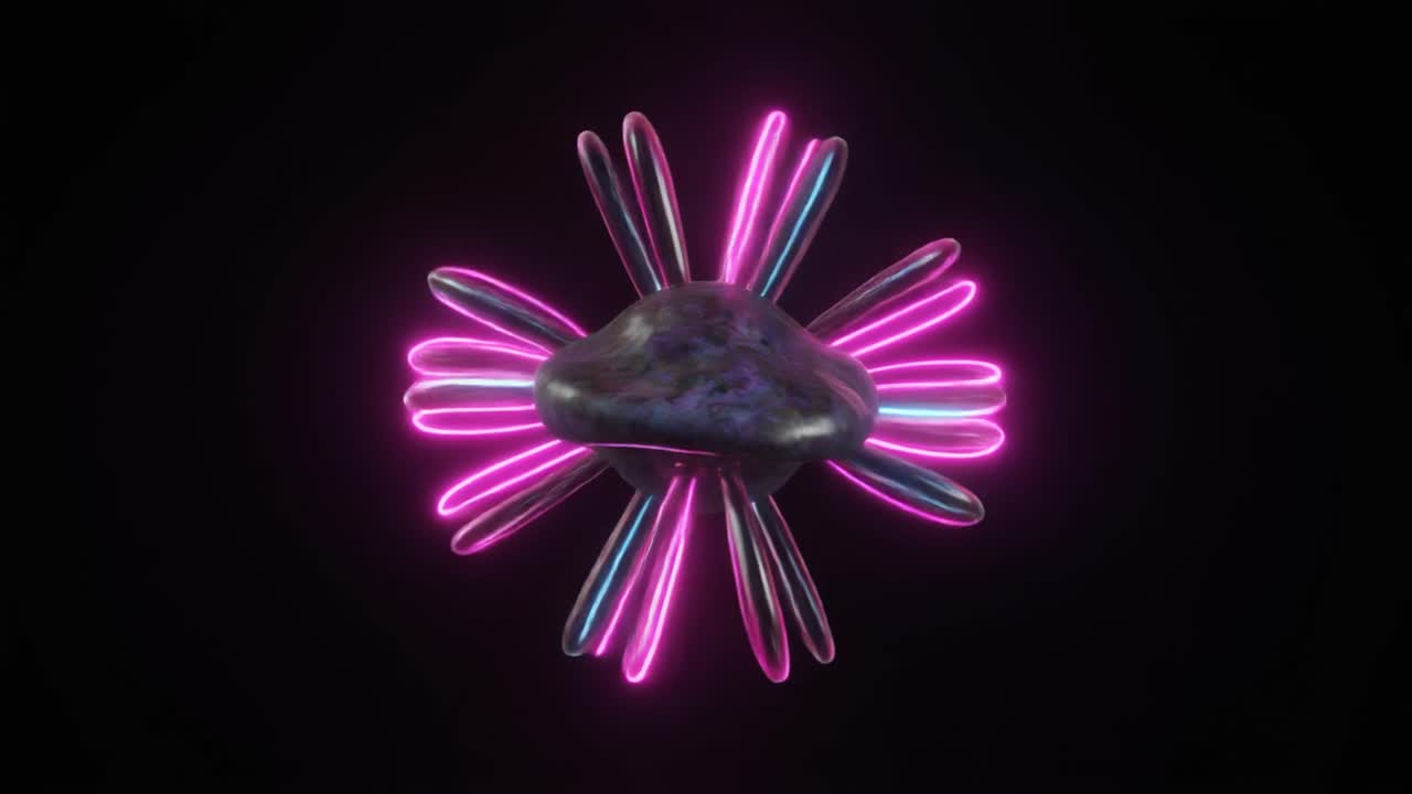 Abstract Neon Cloud Shape Rotating with Glowing Lights