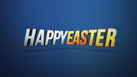 easter greeting with reflective floating words on blue background