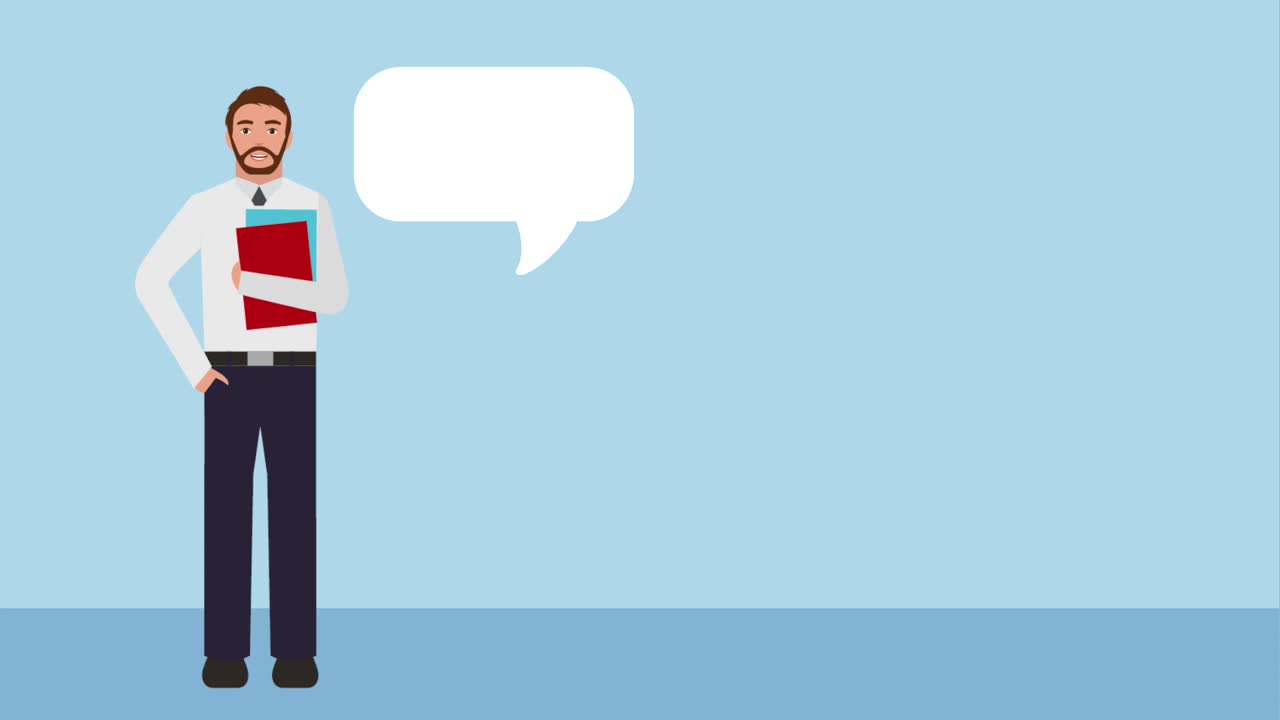 businessman holding folder papers speech bubble