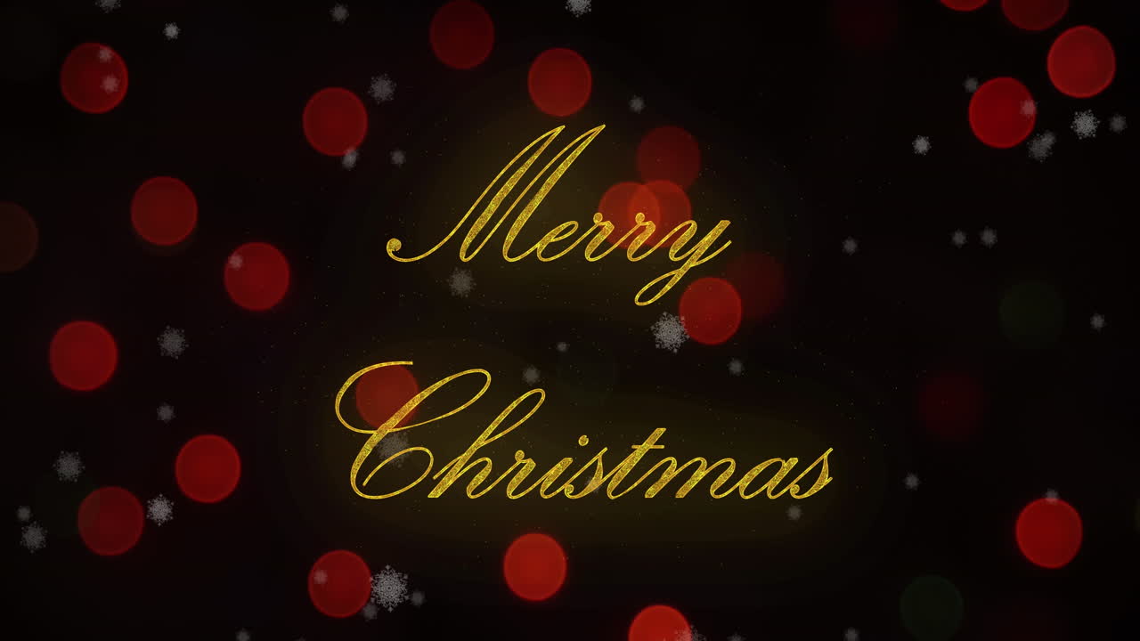 검은 바탕에 빛의 반점 위에 메리 크리스마스 텍스트의 애니메이션