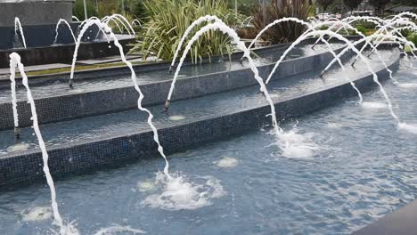 a modern fountain with water jets