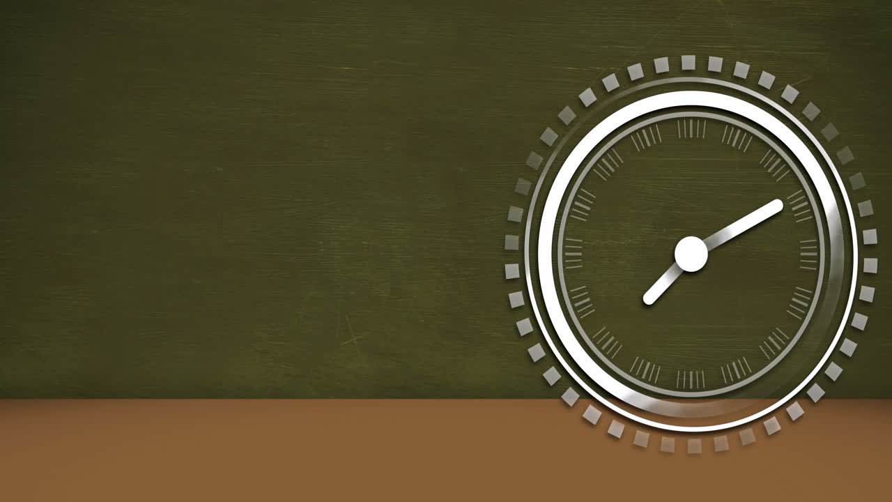 Animation of clock moving on brown background
