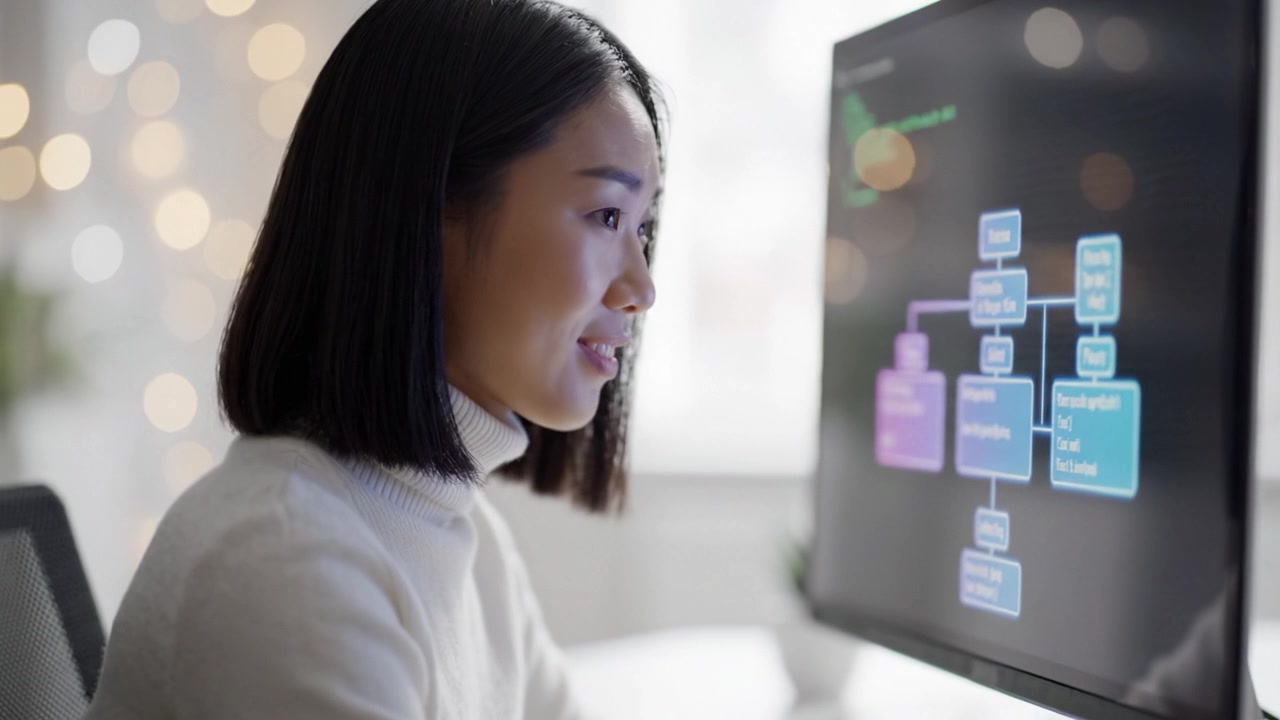 A focused individual engages with programming and visual workflows, enhancing productivity and creativity through digital collaboration and innovative coding strategies.