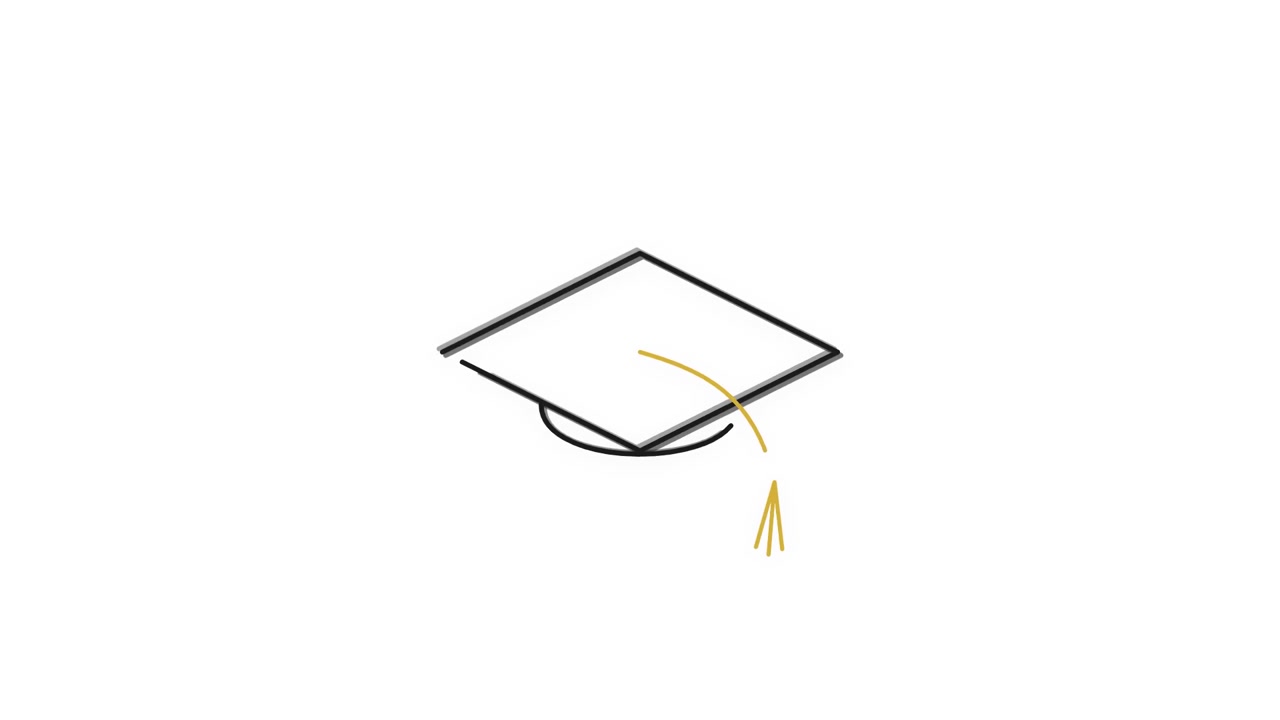 Animated Line Drawing of a Graduation Cap