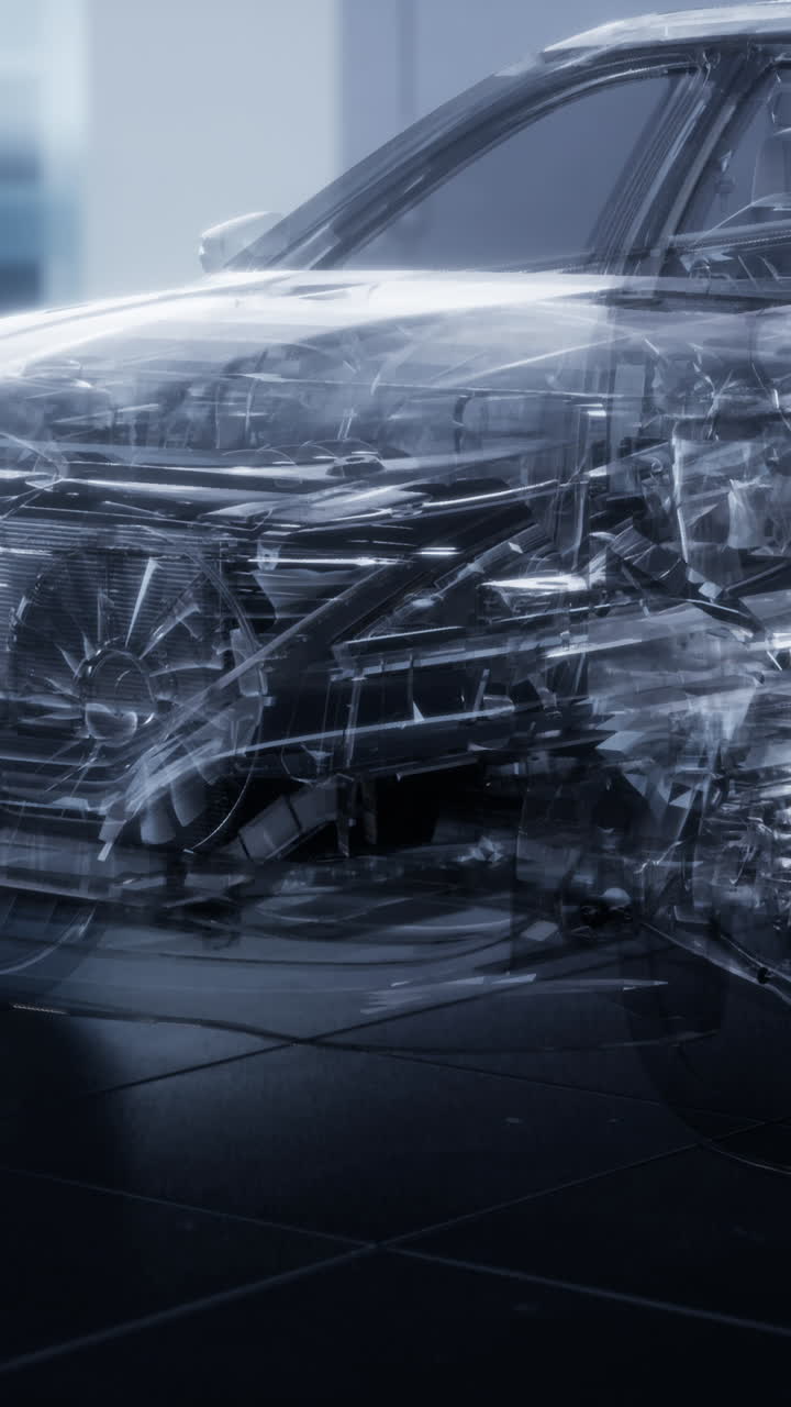 Transparent car showcases innovative design and technology in modern setting