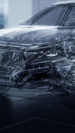 transparent car showcases innovative design and technology in modern setting