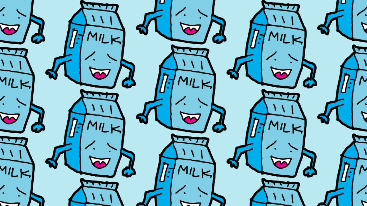 niños dibujando arte pop fondo sin costuras con tema de leche