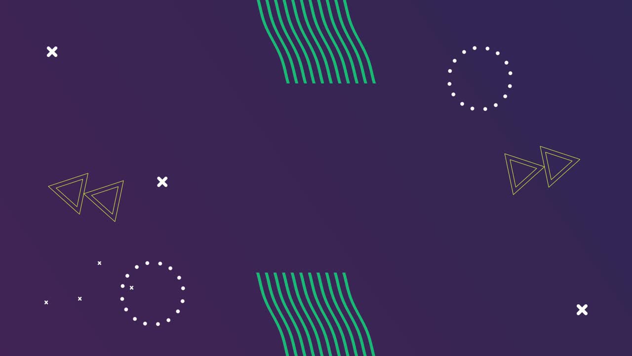 figuras geométricas y color estilo memphis en fondo púrpura oscuro