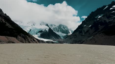 Laguna-Torre-Glacier-fed-Lake-Down-The-Cerro-Torre-Peak-In-El-Chalten,-Patagonia,-Argentina