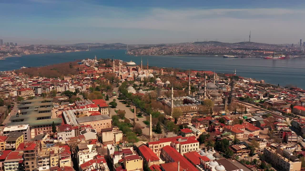 hagia sophia imágenes de avión no tripulado al atardecer