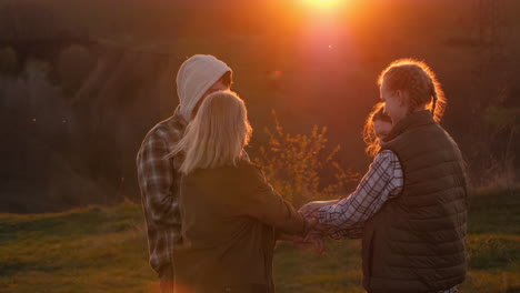 friends enjoying a sunset view