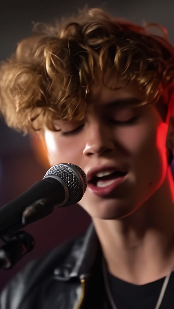 A Passionate Performance: A Young Vocalist's Dynamic Expression Caught in Action, Displaying Emotion and Energy With His Powerful Vocal Delivery and Stage Presence