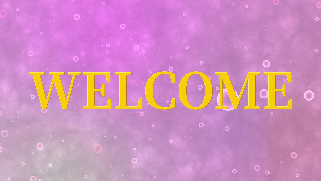Animazione testuale del messaggio "WELCOME" in motion graphics