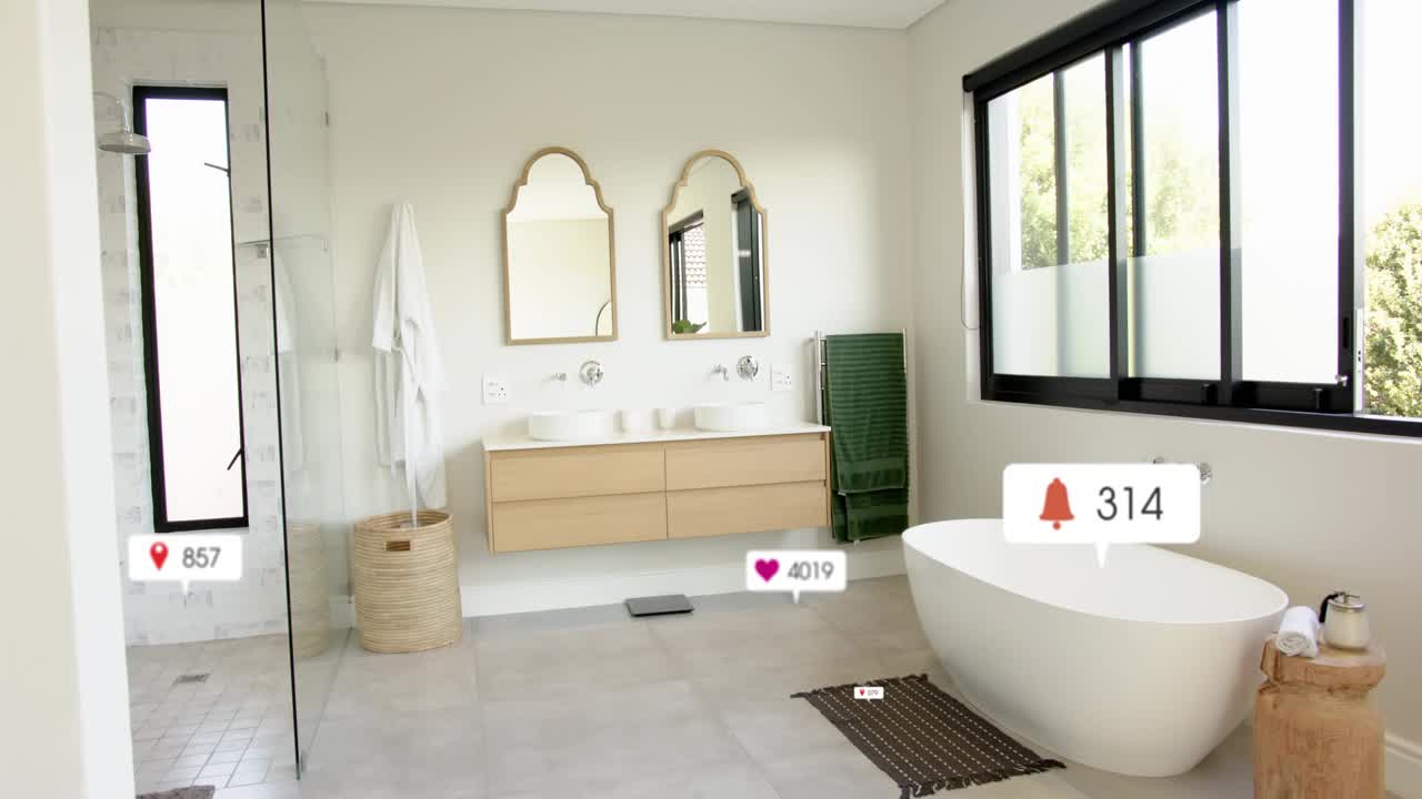 Incoming alert starting badges appearing, growing, grouping, fading across bathtub to show overload