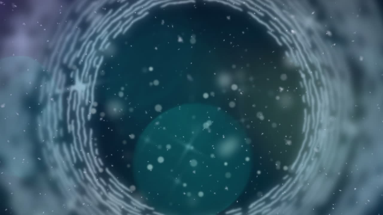 어두운 파란색 배경에 있는 원과 별의 애니메이션