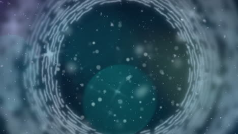 animación de círculos y estrellas sobre fondo azul oscuro