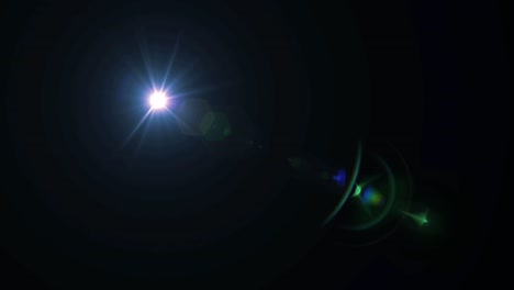 el destello realista de la lente de luz sobre un fondo negro.