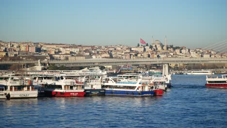 istanbul skyline with boats and a mosque