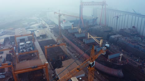 aerial view of shipyard